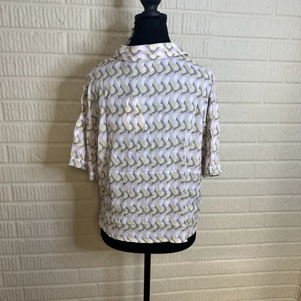 Prana Iguala Willon Retro Geo Button Up Shirt Lightweight 100% Modal Womens Sz S